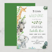 Wild One Animals Boy Baby shower Kaart (Voorkant / Achterkant)