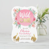 Wild One Animaux Anniversaire Invitation Floral Go (Debout devant)