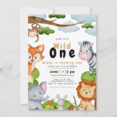 Wild One Animaux Première Invitation Anniversaire (Devant)