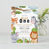 Wild One Animaux Première Invitation Anniversaire (Debout devant)