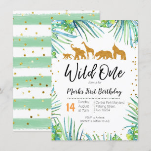 Wild One Anniversaire Invitation Jungle Animaux Pa
