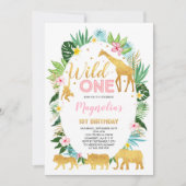 Wild One Anniversaire Invitation Jungle Animaux Pa (Devant)