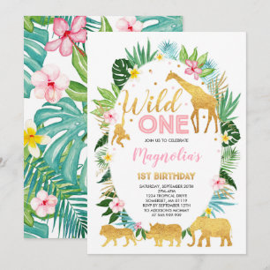 Wild One Anniversaire Invitation Jungle Animaux Pa