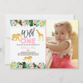 Wild One Anniversaire Invitation Jungle Animaux Pa (Devant)