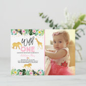 Wild One Anniversaire Invitation Jungle Animaux Pa (Debout devant)