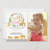 Wild One Anniversaire Invitation Jungle Animaux Pa (Devant)
