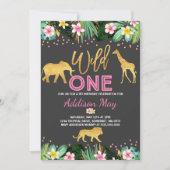 Wild One Anniversaire Invitation Jungle Animaux Pa (Devant)