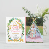 Wild One Anniversaire Invitation Jungle Animaux Pa (Debout devant)