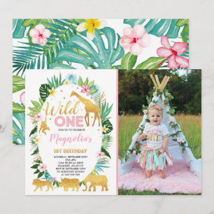 Wild One Anniversaire Invitation Jungle Animaux Pa