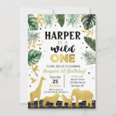 Wild One Anniversaire Invitation Jungle Animaux Pa (Devant)