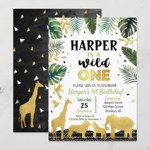 Wild One Anniversaire Invitation Jungle Animaux Pa