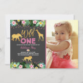 Wild One Anniversaire Invitation Jungle Animaux Pa (Devant)