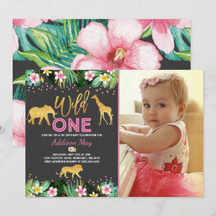 Wild One Anniversaire Invitation Jungle Animaux Pa
