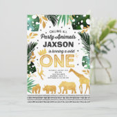 Wild One Anniversaire Invitation Jungle Animaux Pa (Debout devant)