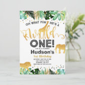 Wild One Anniversaire Invitation Jungle Animaux Pa (Debout devant)