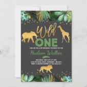 Wild One Anniversaire Invitation Jungle Animaux Pa (Devant)