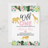 Wild One Anniversaire Invitation Jungle Animaux Pa (Devant)