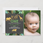 Wild One Anniversaire Invitation Jungle Animaux Pa (Devant)