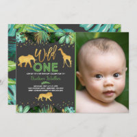 Wild One Anniversaire Invitation Jungle Animaux Pa