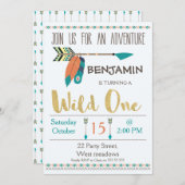 Wild One Arrow 1er Anniversaire Invitation pour ga (Devant / Derrière)