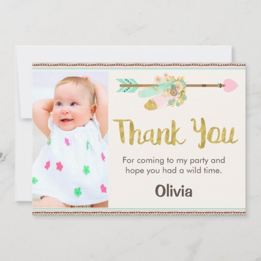 Wild One Arrow Tribal 1er Carte de remerciements d (Devant)