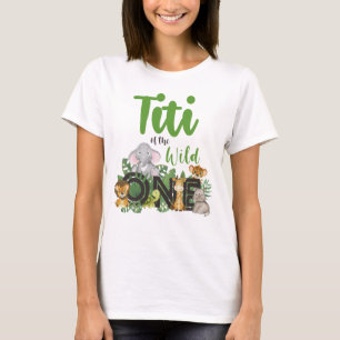 Wild One Auntie Titi Oerwoud Safari Birthday T-shirt
