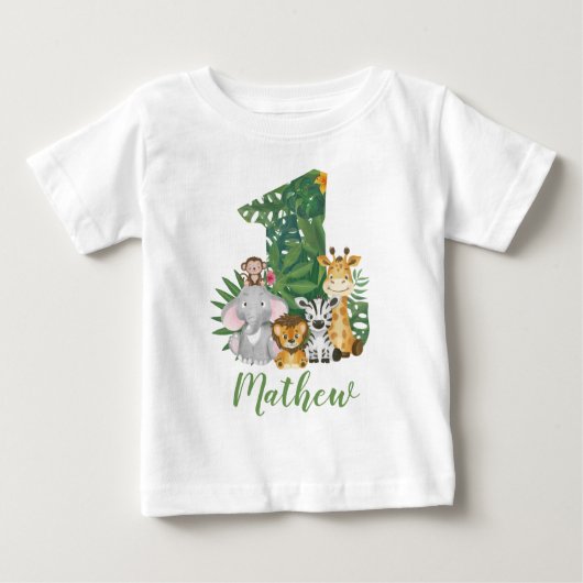 Wild One Baby 1st Birthday Oerwoud Safari T-shirt (Voorkant)