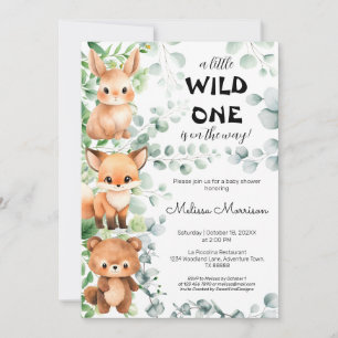 Wild One Baby Animals Baby shower Kaart