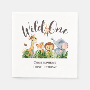 Wild One Baby Animals Oerwoud Safari 1ste verjaard Servet