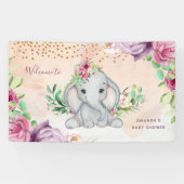 Wild One - Baby Elephant and Flowers Banner (Horizontaal)