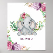 Wild One - Baby Elephant and Flowers Poster (Voorkant)
