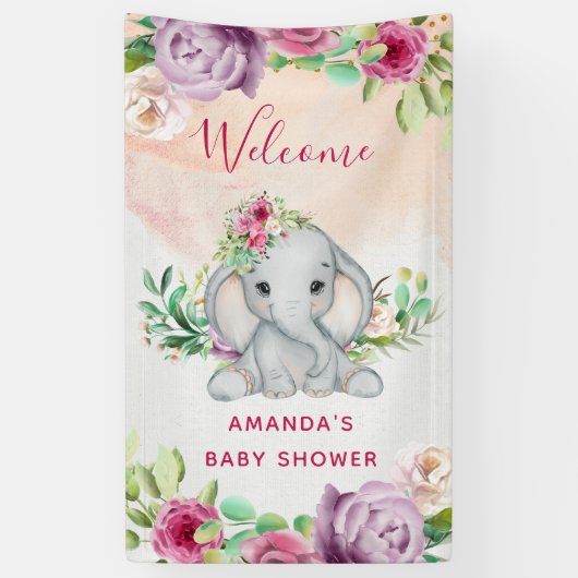Wild One - Baby Elephant and Flowers Spandoek (Verticaal)