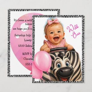 Wild One Baby Meisje Digitale Download Kaart