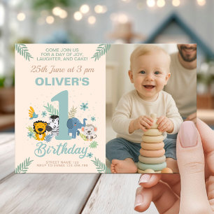 Wild One Baby Party Oerwoud Verjaardag met Foto Kaart