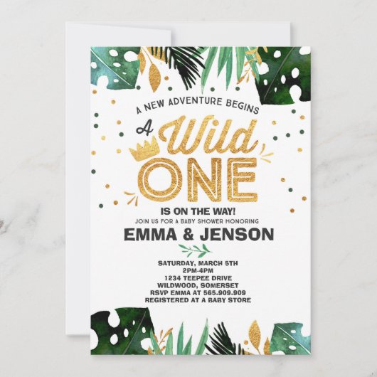 Wild One Baby shower Invitation Aventure Douche (Devant)