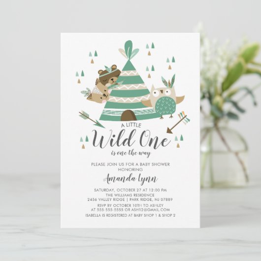 Wild One Baby shower Invitation Kaart (Staand voorkant)