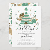 Wild One Baby shower Invitation Kaart (Voorkant / Achterkant)