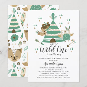 Wild One Baby shower Invitation Kaart
