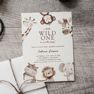Wild One Baby Shower Safari Thema Kaart
