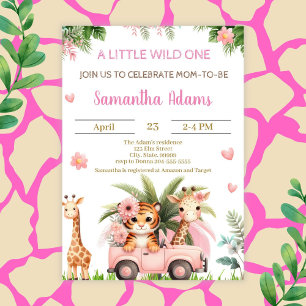 Wild One Baby shower voor Meisje Kaart