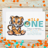 Wild ONE Baby's 1e Verjaardag Schattige Tijger Afb Kaart