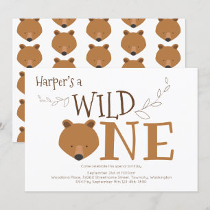 Wild One Beer Animal eerste verjaardagsuitnodiging Kaart