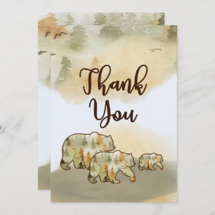 Wild One Beren Woodland Baby shower Hartelijk dank Bedankkaart