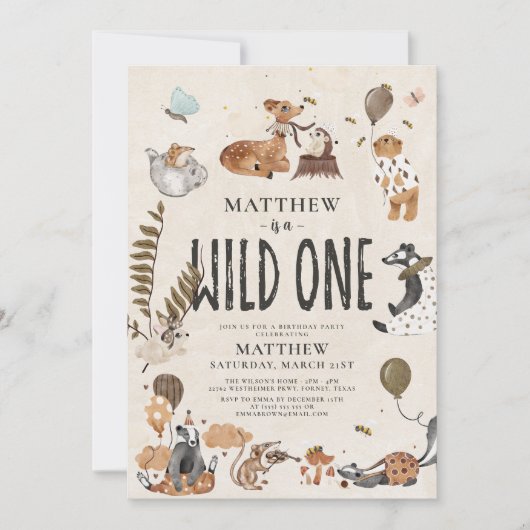 Wild One betoverende Woodland Boy 1e verjaardag Kaart (Voorkant)