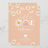 Wild One Birthday Boho Rainbow Daisy Flowers Kaart (Voorkant / Achterkant)
