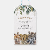 Wild One Birthday Boy Safari Animals Bedankt Gi Cadeaulabel (Voorkant)