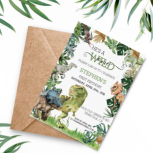 Wild One Birthday Dinosaur Raptor Tyrannosaurs Kaart