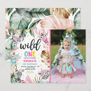 Wild One Birthday Gold Safari Oerwoud Animals Part Kaart