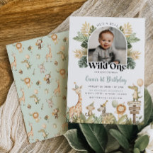 Wild One Birthday Invitation Garçon Safari Animaux