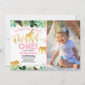 Wild One Birthday Invitation Oerwoud Animals Party Kaart (Voorkant)